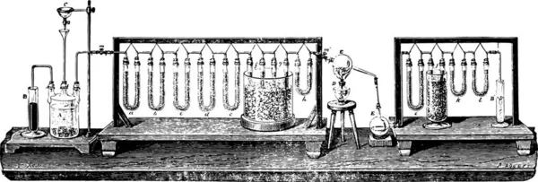 Syntetiska Vatten Genom Nedbrytning Kopparoxid Med Vätgas Vintage Ingraverad Illustration — Stock vektor