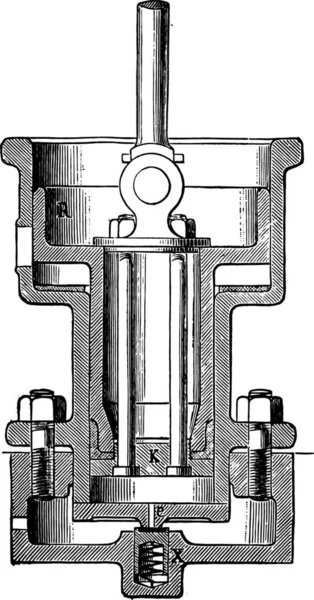 Corliss Verteilung Luftkolbenbecher Gravierte Illustration Industrieenzyklopädie Lami 1875 — Stockvektor
