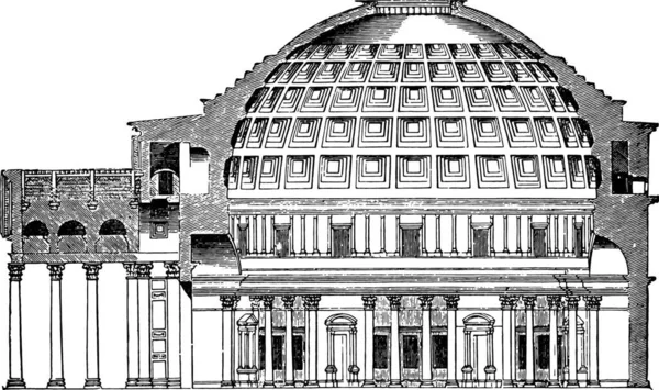 Koepel Van Het Pantheon Cup Rome Vintage Gegraveerde Afbeelding Industriële — Stockvector