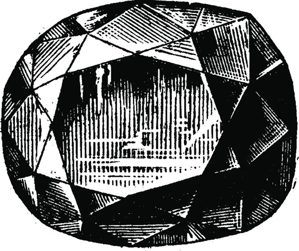 青ホープ ダイヤモンド ヴィンテージには 図が刻まれています 産業百科事典 1875 — ストックベクタ