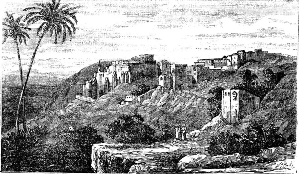 Bethléem Ville Palestine Israël Vieille Illustration Gravée Ville Bethléem Palestine — Image vectorielle