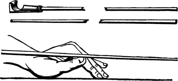 Cue Stick Left Hand Cue Stick Position Billiards Vintage Engraved — Stock Vector