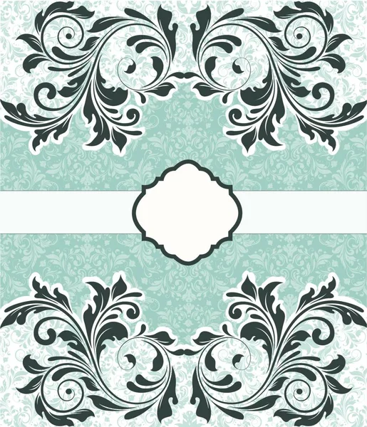 Carte Invitation Vintage Avec Motif Floral Rétro Élégant Décoré Feuilles — Image vectorielle