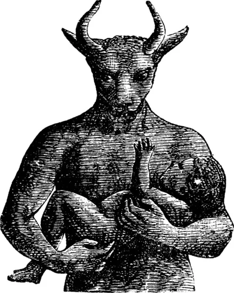 Baal Jahrgangsgravur Alte Gestochene Darstellung Von Baal Dem Phönizischen Gott — Stockvektor