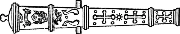 Culverin または中世大砲古い彫刻 古い彫刻 Culverin 武器の図 — ストックベクタ