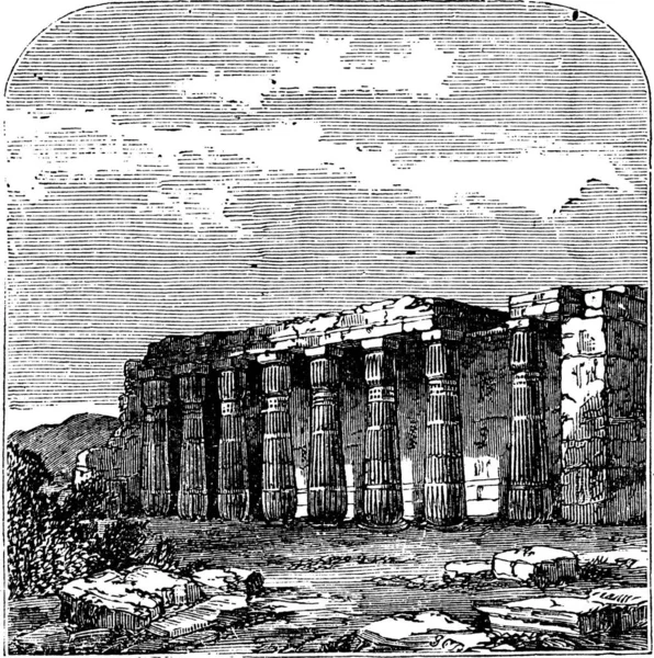 Temple Louxor Quorenth Ruines Thèbes Egypte Gravure Vintage Ancienne Illustration — Image vectorielle