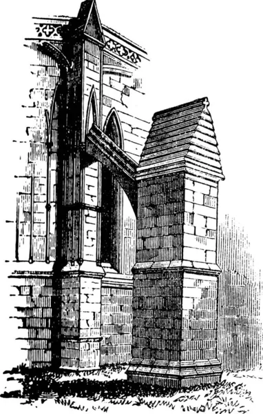 Arco Refuerzo Del Capítulo Catedral Lincoln Inglaterra Viejo Grabado Antigua — Vector de stock