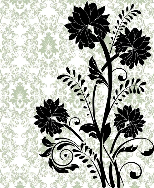 Vintage Einladungskarte Mit Aufwendig Elegantem Retro Abstrakten Floralen Design Schwarzen — Stockvektor