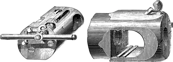 Mécanisme Culasse Coin Hélicoïdal Prismatique Système Krupp Illustration Gravée Vintage — Image vectorielle