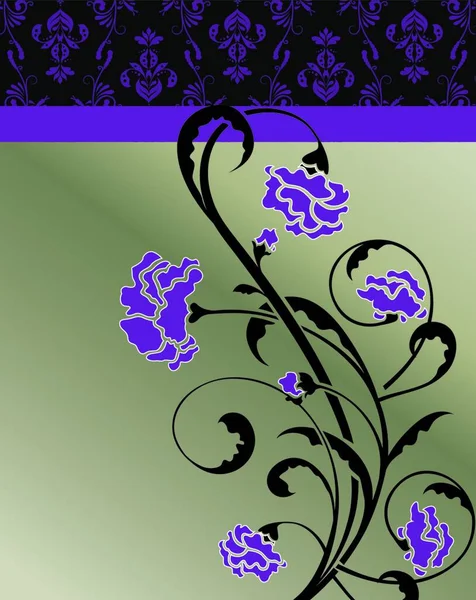 Vintage Uitnodigingskaart Met Sierlijke Elegante Retro Abstract Bloemmotief Violette Bloemen — Stockvector