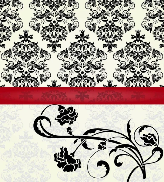 Tarjeta Invitación Vintage Con Elegante Diseño Floral Retro Abstracto Adornado — Vector de stock