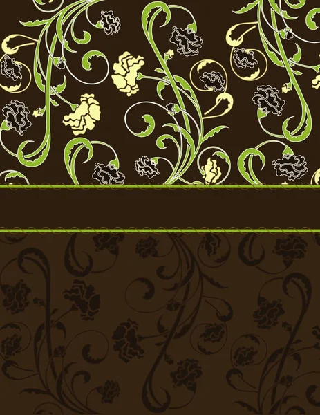 Вінтажна Листівка Запрошення Витонченим Ретро Абстрактним Квітковим Дизайном Чорно Жовтими — стоковий вектор