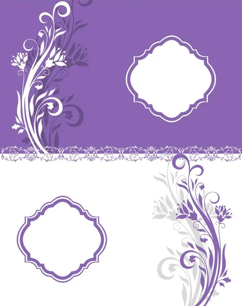 Фіолетово Біла Квіткова Листівка Місцем Тексту — стоковий вектор