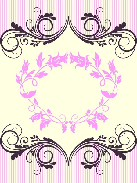 Vintage Uitnodigingskaart Met Sierlijke Elegante Retro Abstract Bloemmotief Roze Grijsroze — Stockvector