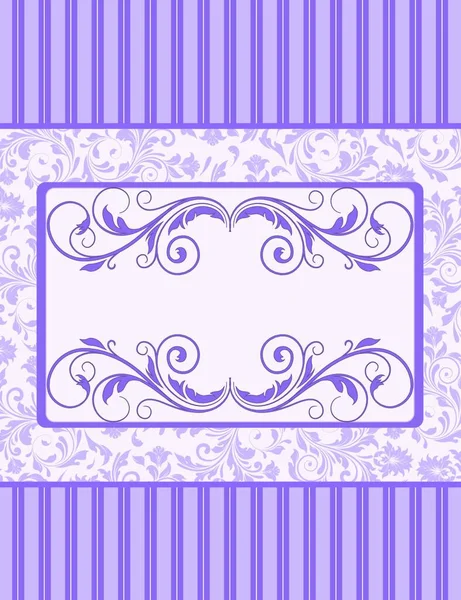 Vintage Invitation Card Ornate Elegant Retro Abstract Floral Design Violet — Stock Vector
