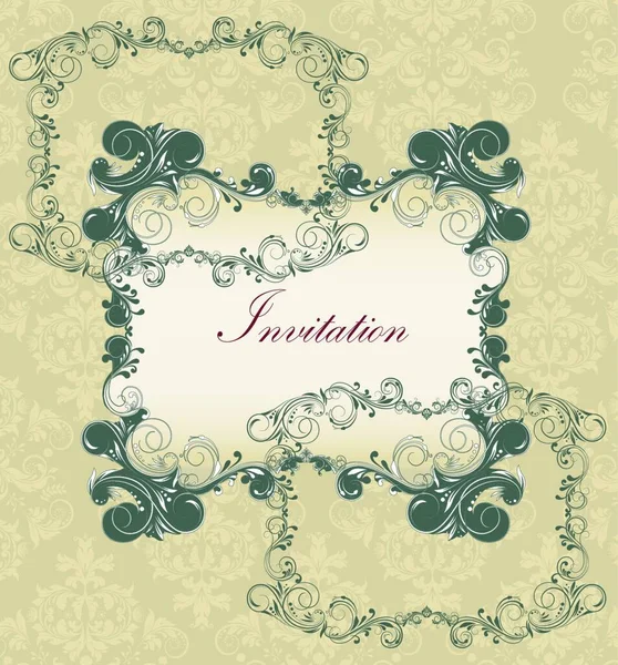 Tarjeta Invitación Vintage Con Elegante Diseño Floral Retro Abstracto Adornado — Vector de stock