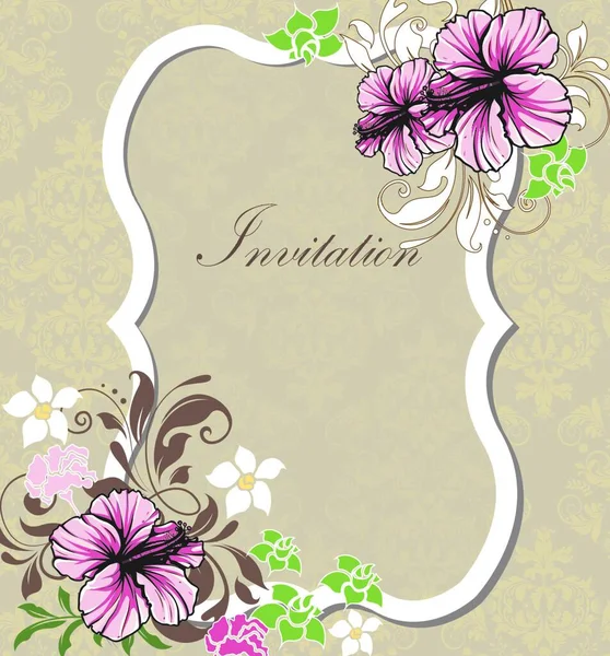 Vintage Invitation Card Ornate Elegant Retro Abstract Floral Design Multi — Stock Vector