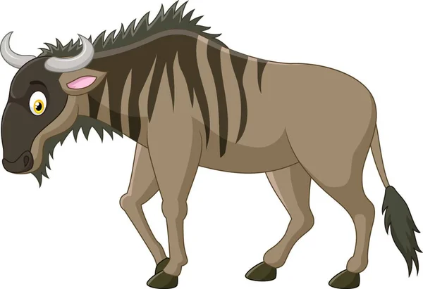 Mascota Cartoon Wildebeest Aislado Sobre Fondo Blanco — Vector de stock