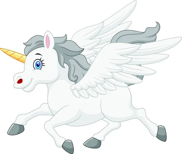 Desenhos Animados Pegasus Isolado Fundo Branco —  Vetores de Stock