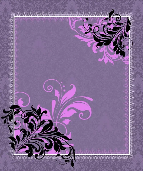 Carte Invitation Vintage Avec Motif Floral Rétro Élégant Décoré Fleurs — Image vectorielle