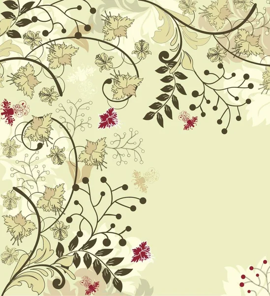 Carte Invitation Vintage Avec Motif Floral Rétro Élégant Décoré Fleurs — Image vectorielle