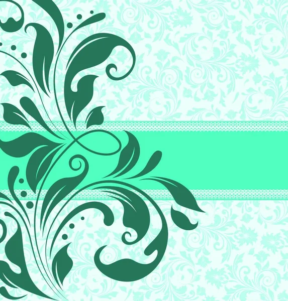 Vintage Uitnodigingskaart Met Sierlijke Elegante Retro Abstracte Bloemdessin Teal Blauwe — Stockvector