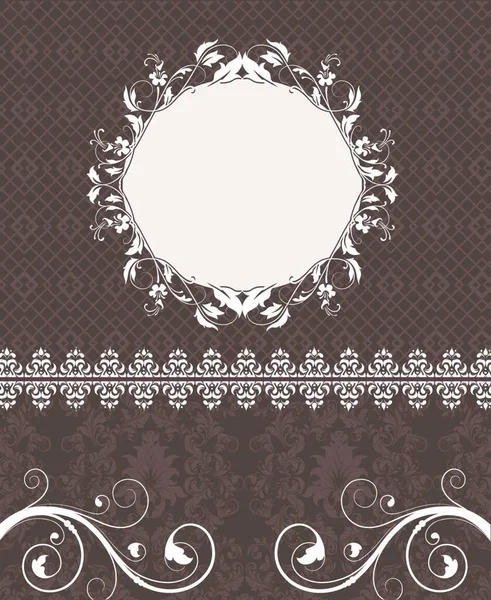 Vintage Invitation Card Ornate Elegant Retro Abstract Floral Design White — Stock Vector