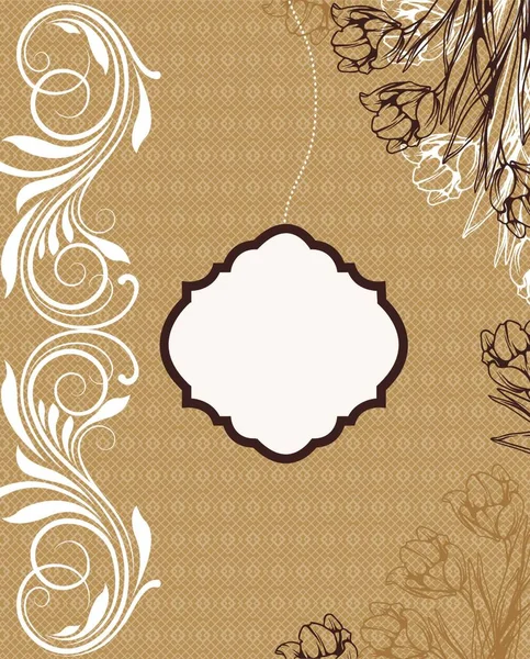 Vintage Uitnodigingskaart Met Sierlijke Elegante Retro Abstract Floral Design Witte — Stockvector