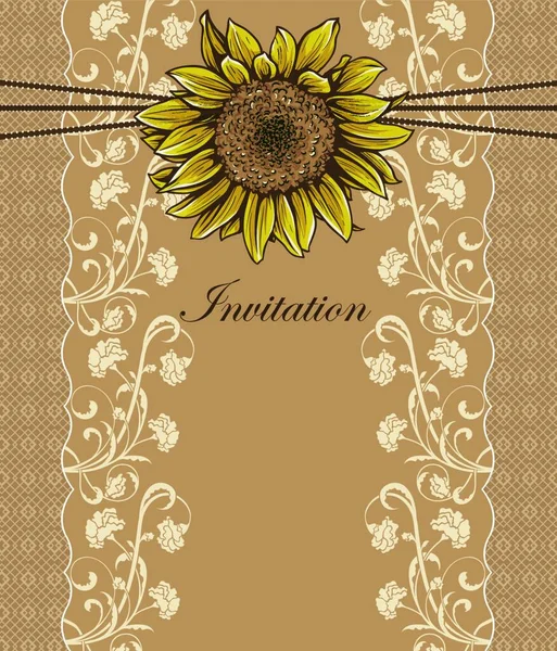 Tarjeta Invitación Vintage Con Elegante Diseño Floral Retro Abstracto Adornado — Vector de stock