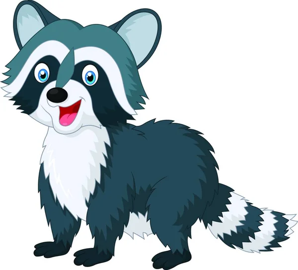 Cartoon Cute Raccoon White Background — Stock Vector
