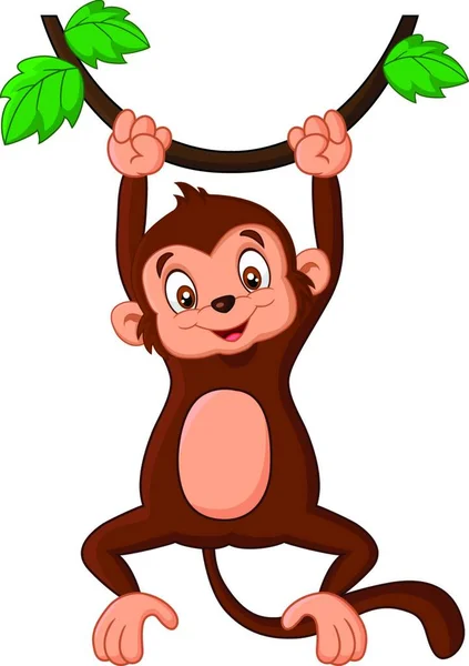 Kreskówka Małpa Wisi Drzewo — Wektor stockowy