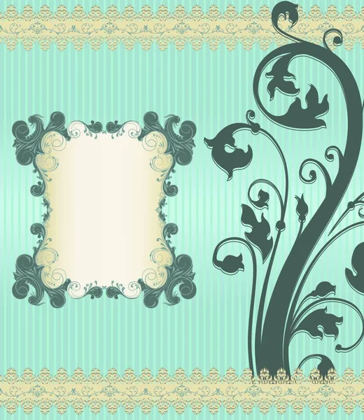 Vintage Einladungskarte Mit Aufwendig Elegantem Retro Abstrakten Floralen Design Dunkeltealblauen — Stockvektor