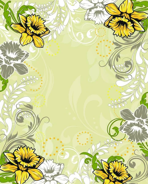 Vintage Invitation Card Ornate Elegant Retro Abstract Floral Design Yellow — Stock Vector