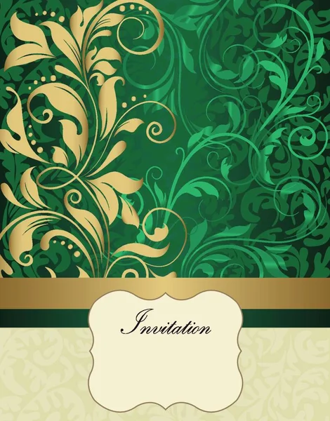 Vintage Invitation Card Ornate Elegant Retro Abstract Floral Design Shiny — Stock Vector