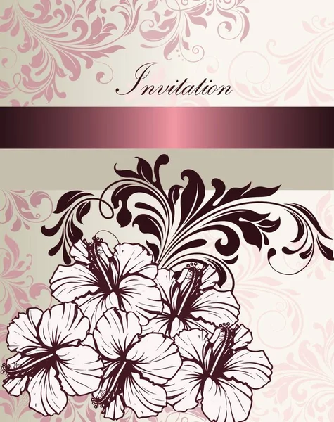 Vintage Einladungskarte Mit Kunstvollen Eleganten Retro Abstrakten Floralen Mustern Blassrosa — Stockvektor