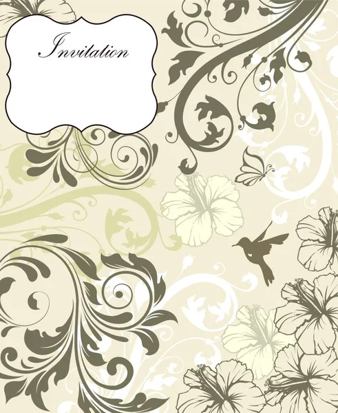 Tarjeta Invitación Vintage Con Elegante Diseño Floral Retro Abstracto Adornado — Vector de stock
