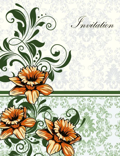 Tarjeta Invitación Vintage Con Elegante Diseño Floral Retro Abstracto Adornado — Vector de stock