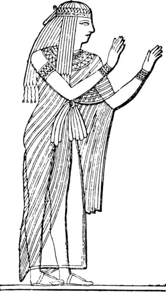 Рука Намальована Ескіз Молодої Жінки Традиційній Сукні — стоковий вектор