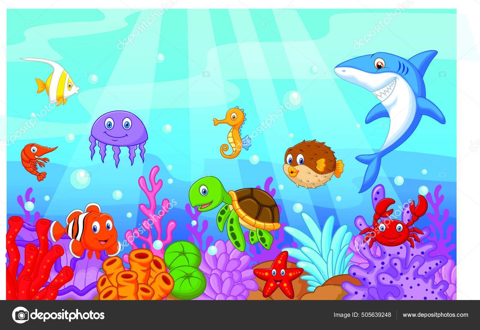 Cartoon Tropical Fish Beautiful Underwater World Corals Stock Vector Image  by ©PantherMediaSeller #505639248