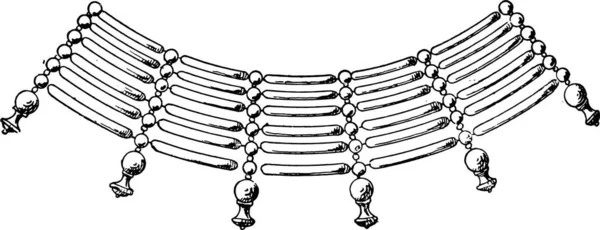 Necklace Fragment Form Cylinders Vintage Engraved Illustration — Stock Vector