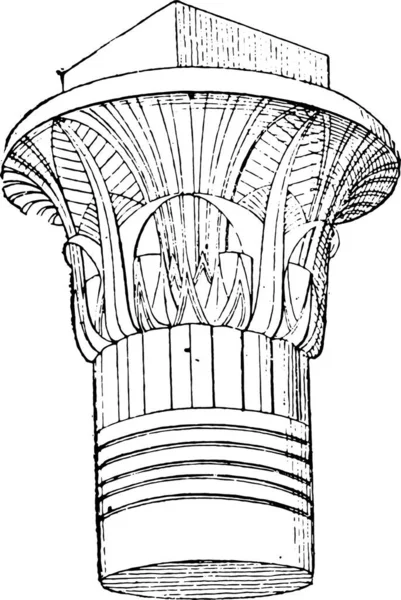 Philae の寺院のマーキー ヴィンテージ刻まれた図 — ストックベクタ