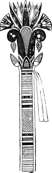 Лотос Папирус Вместе Винтажная Инкрустация — стоковый вектор