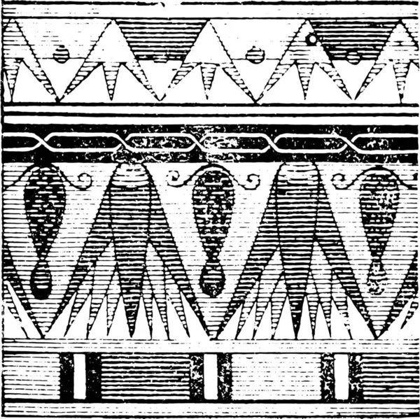 Αιγυπτιακή Στολίδι Εφιστά Τάφοι Των Qurna Vintage Εικονογράφηση Χαραγμένο — Διανυσματικό Αρχείο