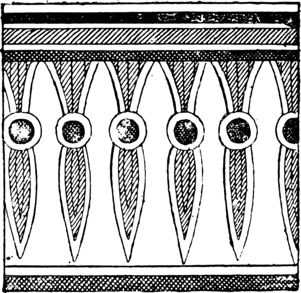 Ornement Égyptien Dessine Les Tombes Beni Hassan Illustration Gravée Vintage — Image vectorielle