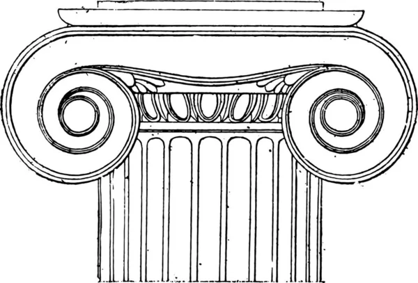Ионическая Столица Храма Победы Крыльев Винтажная Гравированная Иллюстрация — стоковый вектор