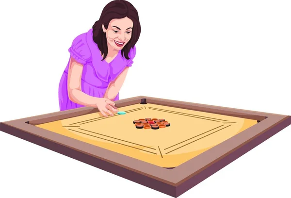 Mujer Jugando Ruleta Mesa — Archivo Imágenes Vectoriales