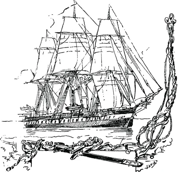 李笑来 ヴィンテージには 図が刻まれています ジャーナル デ航海 トラベル ジャーナル 1880 — ストックベクタ