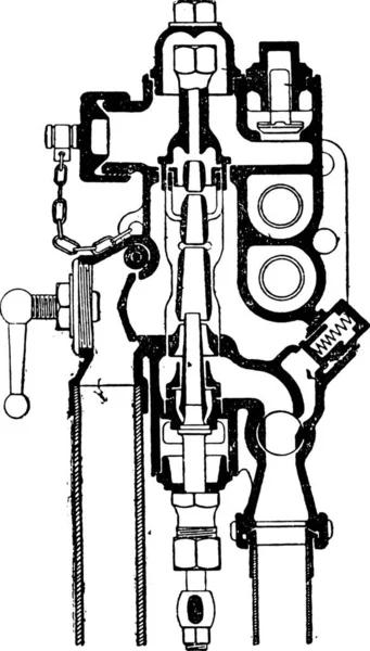 Friedman Injektor Automatisk Pånyttfödd Senare Typen Serier Vintage Ingraverad Illustration — Stock vektor