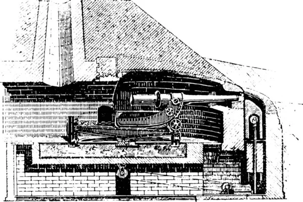 Ilustração Gravada Antiga Vintage Edifício —  Vetores de Stock