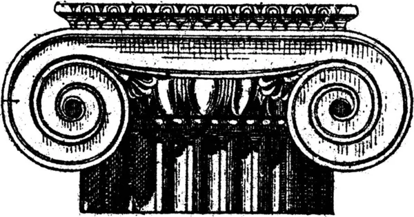 イオンのギリシャ 前部と後部の景色 ビンテージ図刻まれています 辞書の単語と物事を Larive 1895 — ストックベクタ